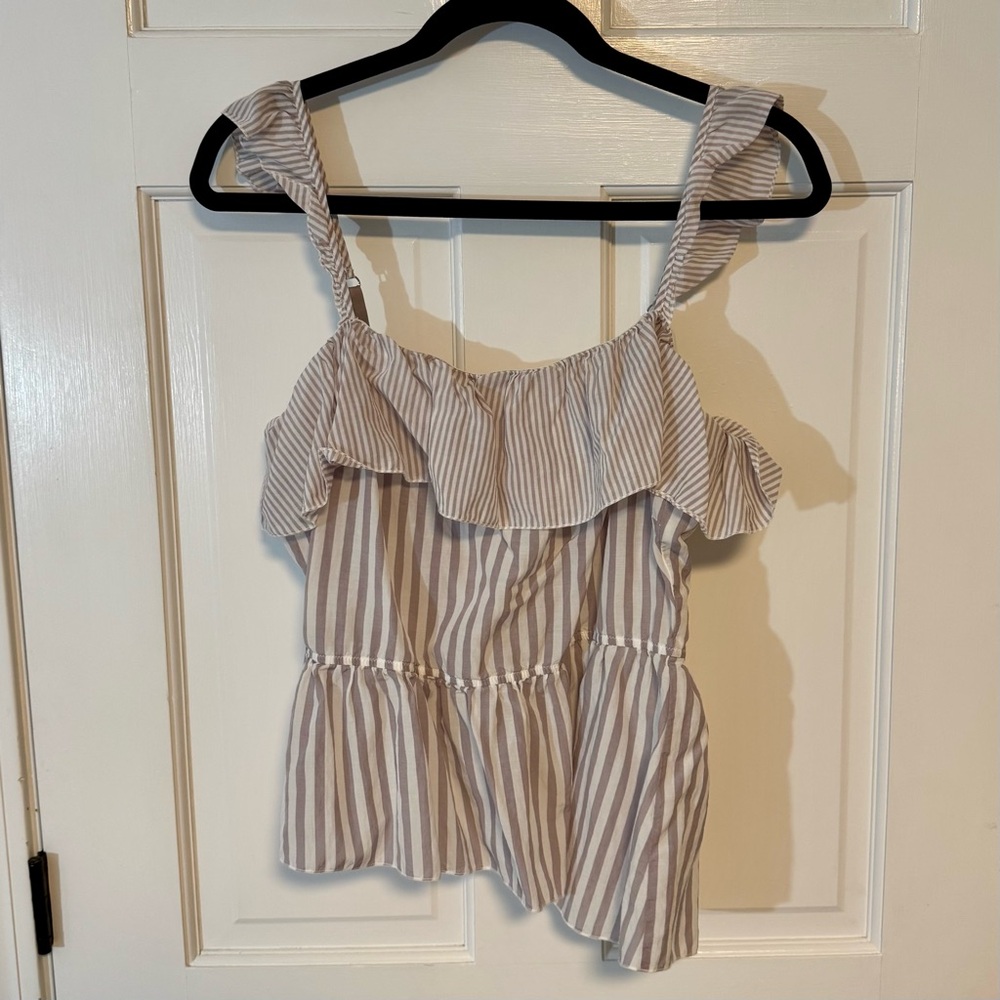 Victoria’s Secret | Striped Ruffle Peplum Cami/Tank, Size L - EUC